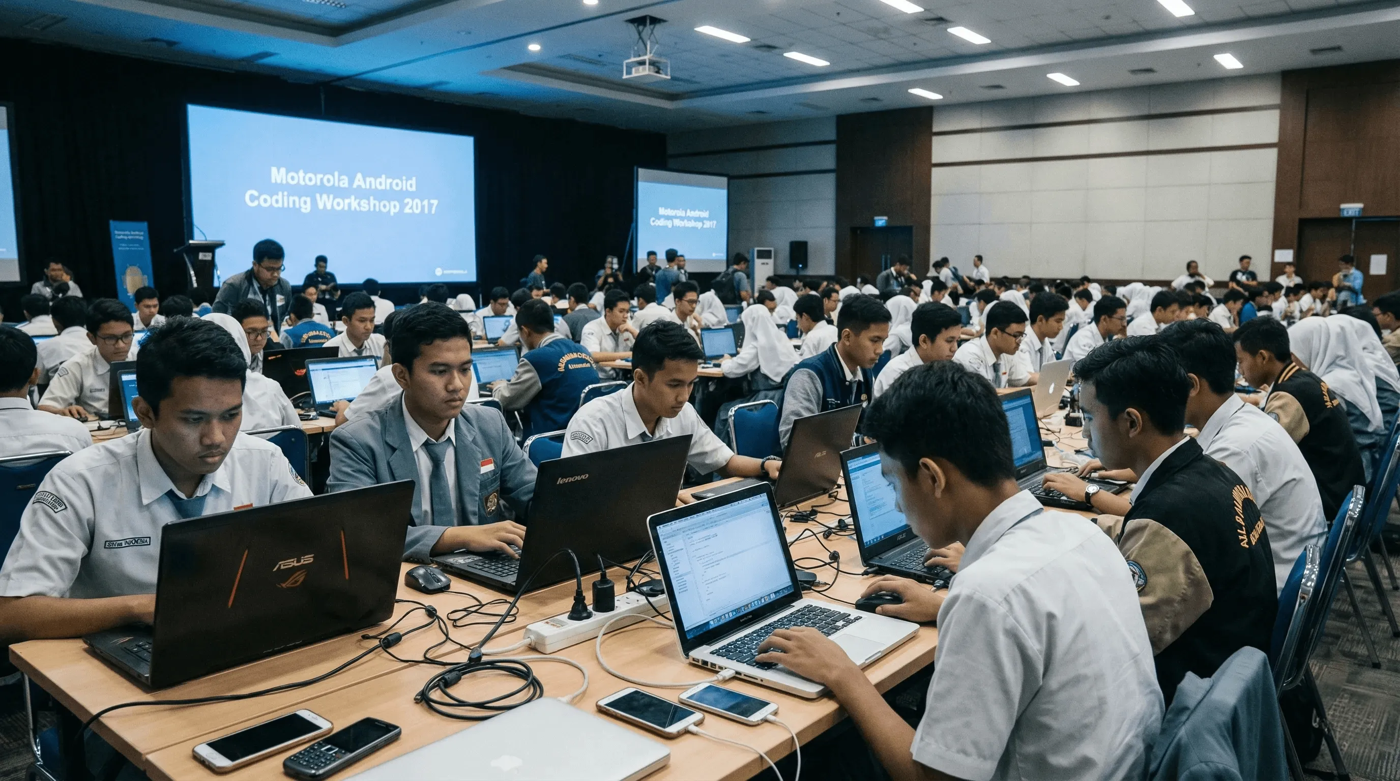 person discussing while standing in front of a large screen in front of people inside dim-lighted room